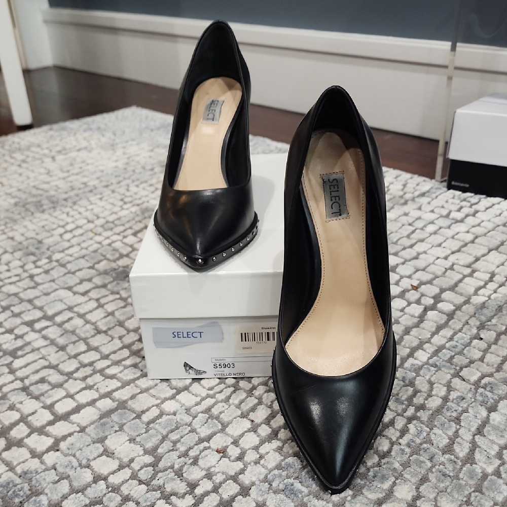 Black Women's Heels with Studded Detail